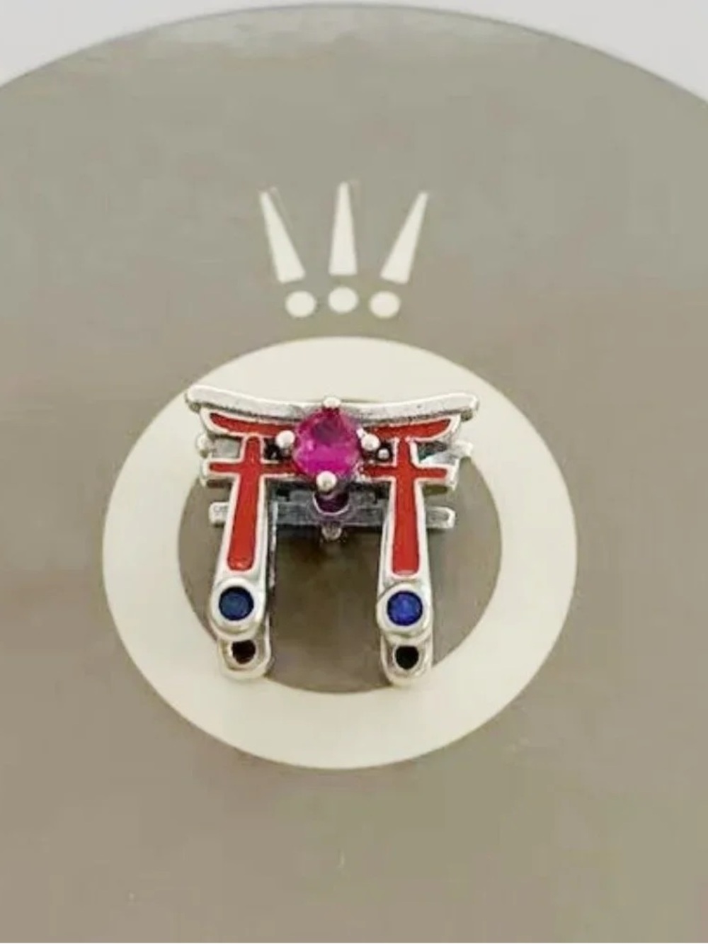 Pandora Silver Torii Gate Charm with Red Enamel, Pink and Blue Stones